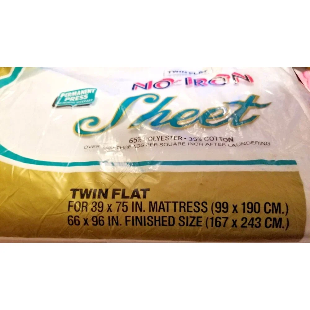 Vintage Kmart Twin Flat Sheet No-Iron Permanent Press White Made In USA.